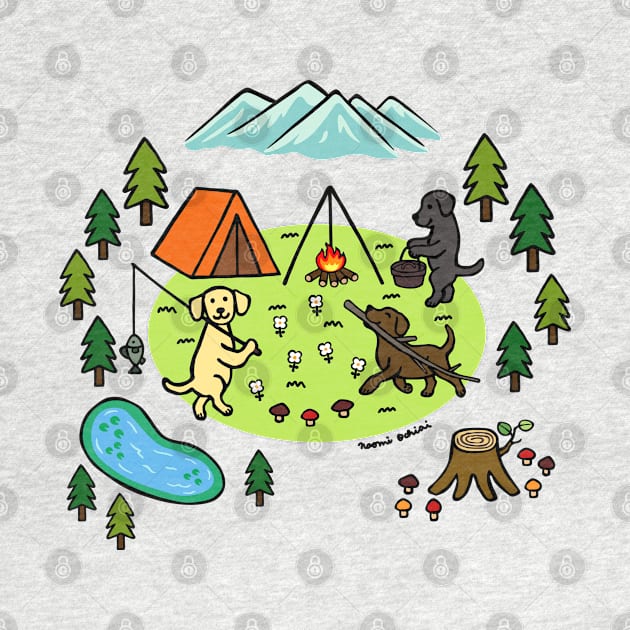 Cute Labrador Retriever Campsite Cartoon by HappyLabradors